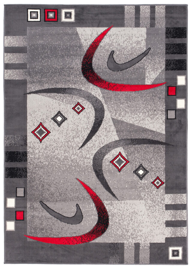 Vloerkleed Dream Modern Grijs Rood Halvemaan