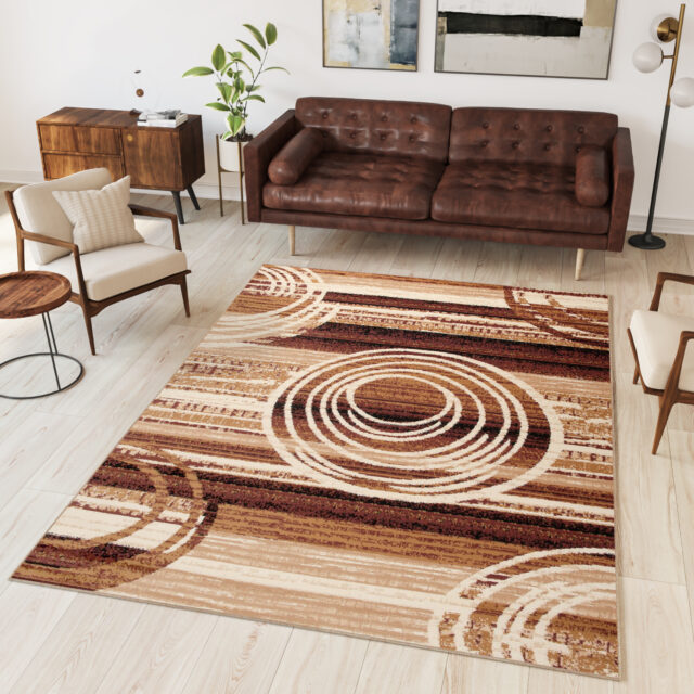 Vloerkleed Dream Abstract Beige Bruin Cirkels