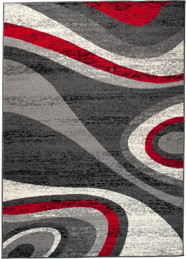 Vloerkleed Dream Modern Donker Grijs Rood Golven