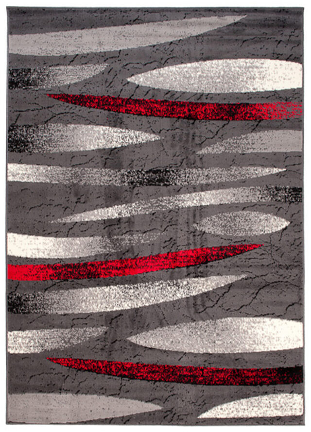 Vloerkleed Dream Modern Grijs Rood Lijnen