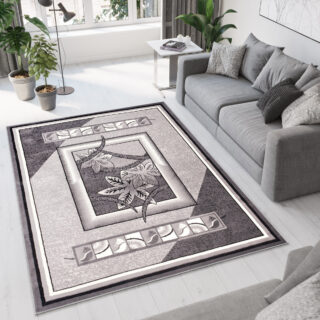 Vloerkleed Dream Grijs Geometrisch Bloemen Frame