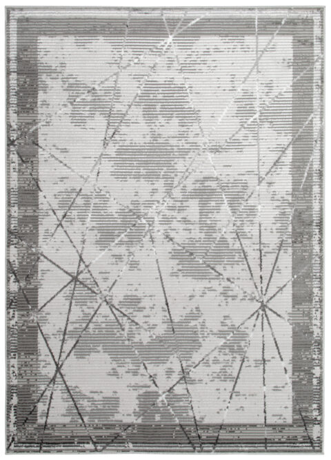 Vloerkleed Crystal Grijs Frame Geometrisch 3D Effect