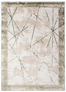 Vloerkleed Crystal Groen Beige Frame Geometrisch 3D Effect