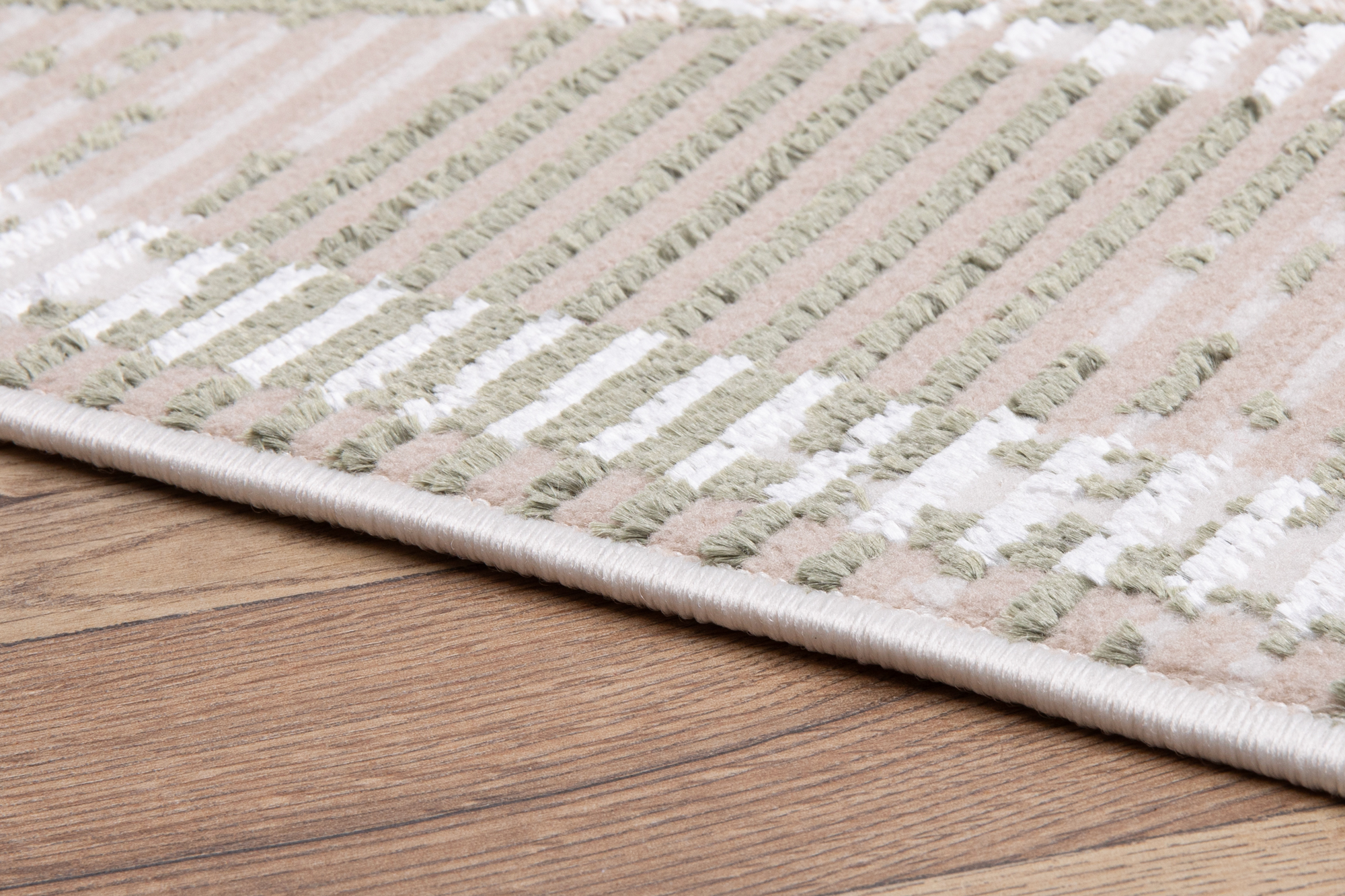 Vloerkleed Crystal Groen Beige Frame Geometrisch 3D Effect