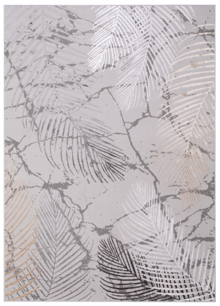 Vloerkleed Crystal Bruin Donkergrijze Bladeren 3D Effect