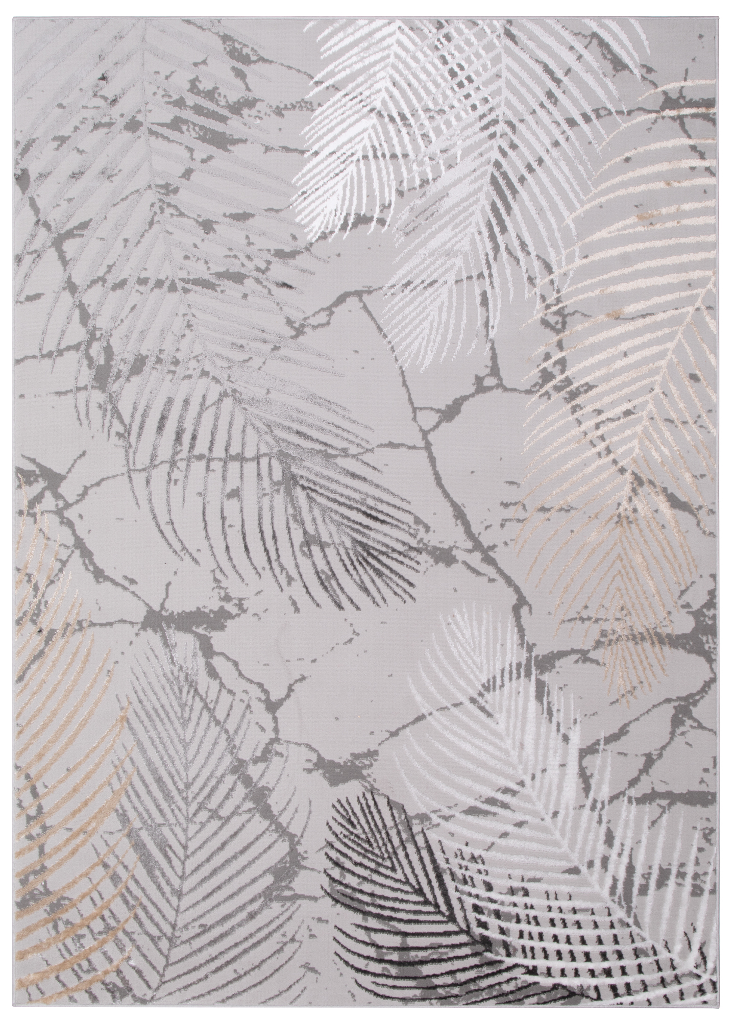 Vloerkleed Crystal Bruin Donkergrijze Bladeren 3D Effect