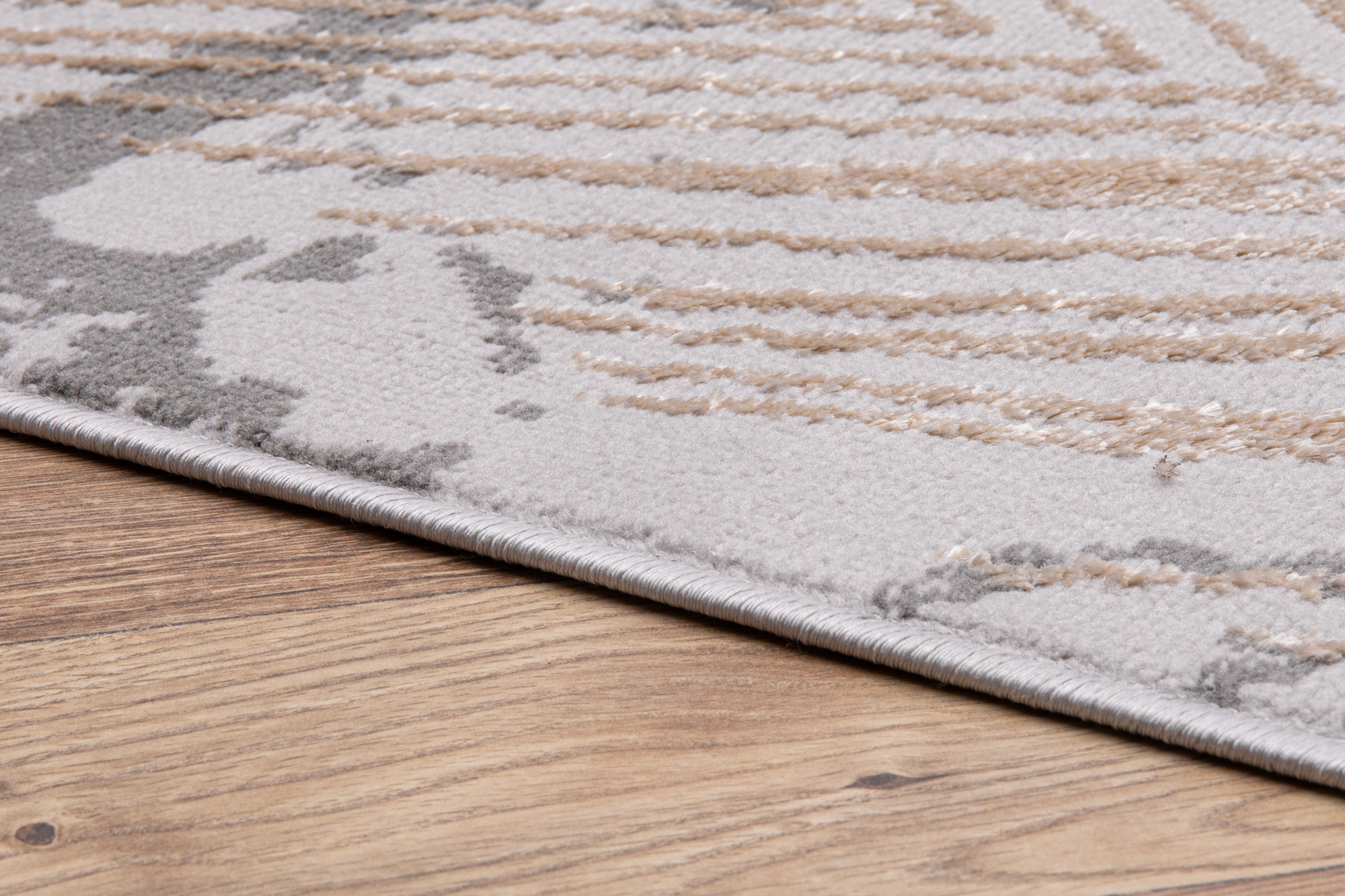 Vloerkleed Crystal Bruin Donkergrijze Bladeren 3D Effect