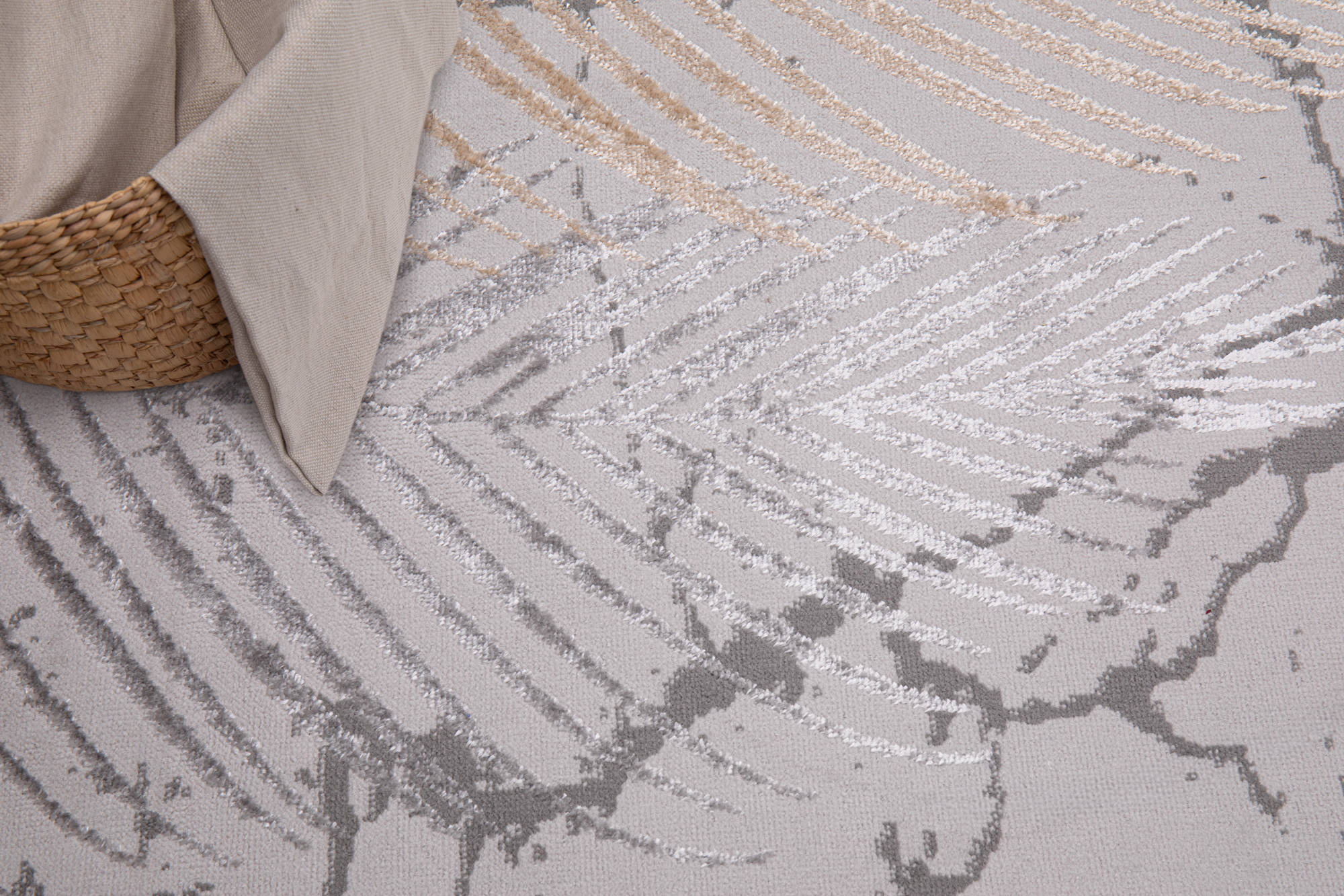 Vloerkleed Crystal Bruin Donkergrijze Bladeren 3D Effect