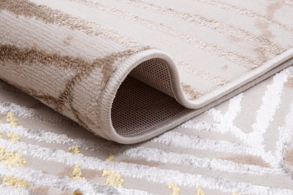Vloerkleed Crystal Groen Goud Crème Bladeren 3D Effect