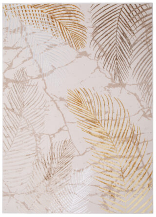 Vloerkleed Crystal Gold Bruin Creme Bladeren 3D Effect