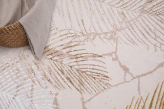 Vloerkleed Crystal Gold Bruin Creme Bladeren 3D Effect