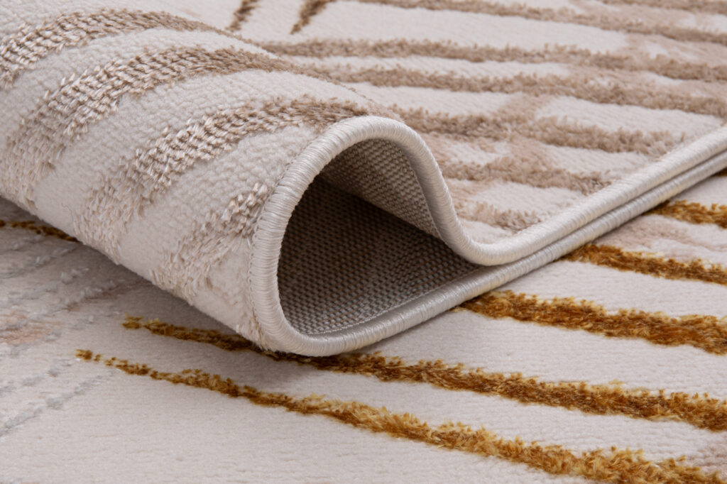 Vloerkleed Crystal Gold Bruin Creme Bladeren 3D Effect