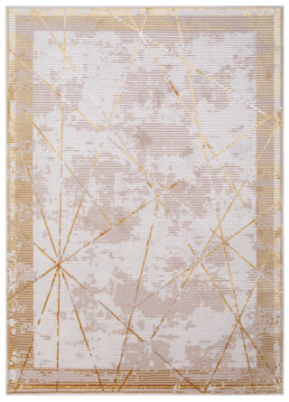 Vloerkleed Crystal Gold Beige Frame Geometrisch 3D Effect