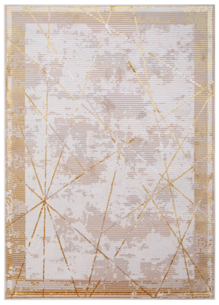Vloerkleed Crystal Gold Beige Frame Geometrisch 3D Effect
