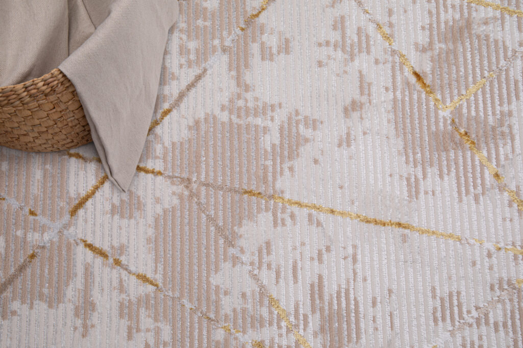 Vloerkleed Crystal Gold Beige Frame Geometrisch 3D Effect