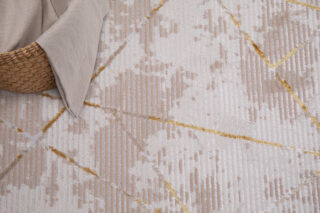Vloerkleed Crystal Gold Beige Frame Geometrisch 3D Effect