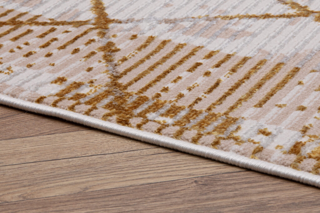 Vloerkleed Crystal Gold Beige Frame Geometrisch 3D Effect