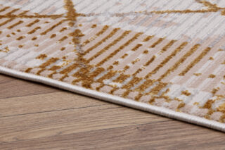 Vloerkleed Crystal Gold Beige Frame Geometrisch 3D Effect