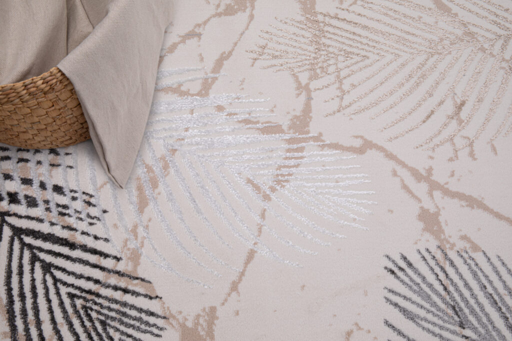 Vloerkleed Crystal Grijs Bruin Bladeren 3D Effect
