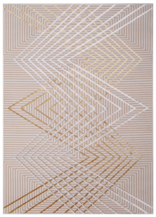 Vloerkleed Crystal Gold Beige ZigZag Geometrisch 3D Effect