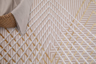 Vloerkleed Crystal Gold Beige ZigZag Geometrisch 3D Effect