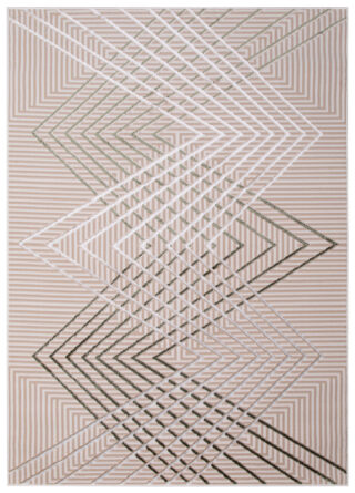 Vloerkleed Crystal Groen Beige ZigZag Geometrisch 3D Effect