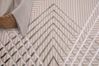 Vloerkleed Crystal Groen Beige ZigZag Geometrisch 3D Effect