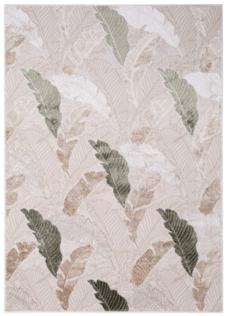 Vloerkleed Crystal Groen Bruin Beige Bladeren 3D Effect