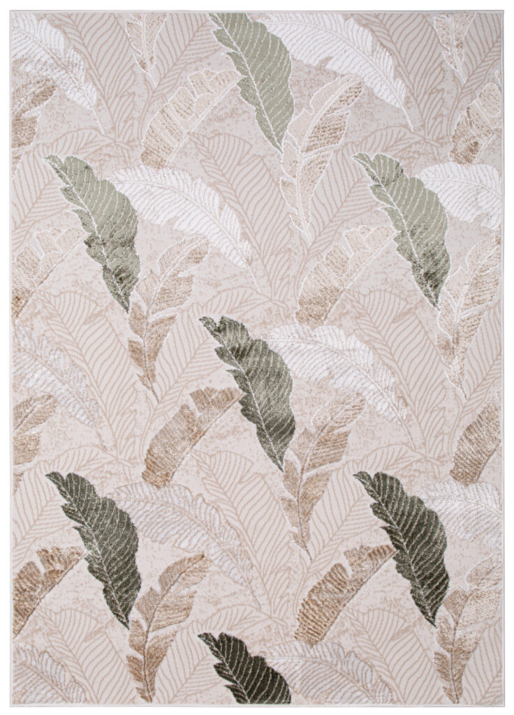 Vloerkleed Crystal Groen Bruin Beige Bladeren 3D Effect