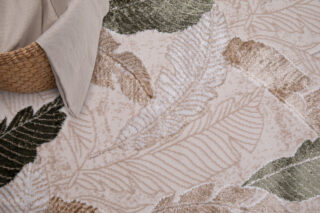 Vloerkleed Crystal Groen Bruin Beige Bladeren 3D Effect