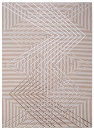 Vloerkleed Crystal Beige Bruin Zigzag Geometrisch 3D Effect