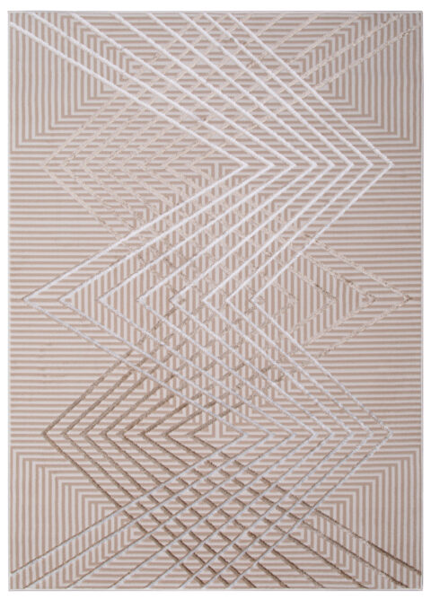 Vloerkleed Crystal Beige Bruin Zigzag Geometrisch 3D Effect