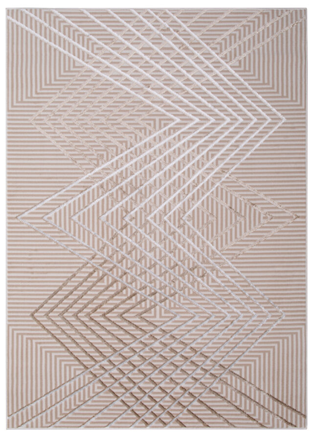 Vloerkleed Crystal Beige Bruin Zigzag Geometrisch 3D Effect