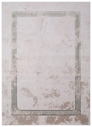 Vloerkleed Crystal Groen Beige Frame Gevlekt 3D Effect