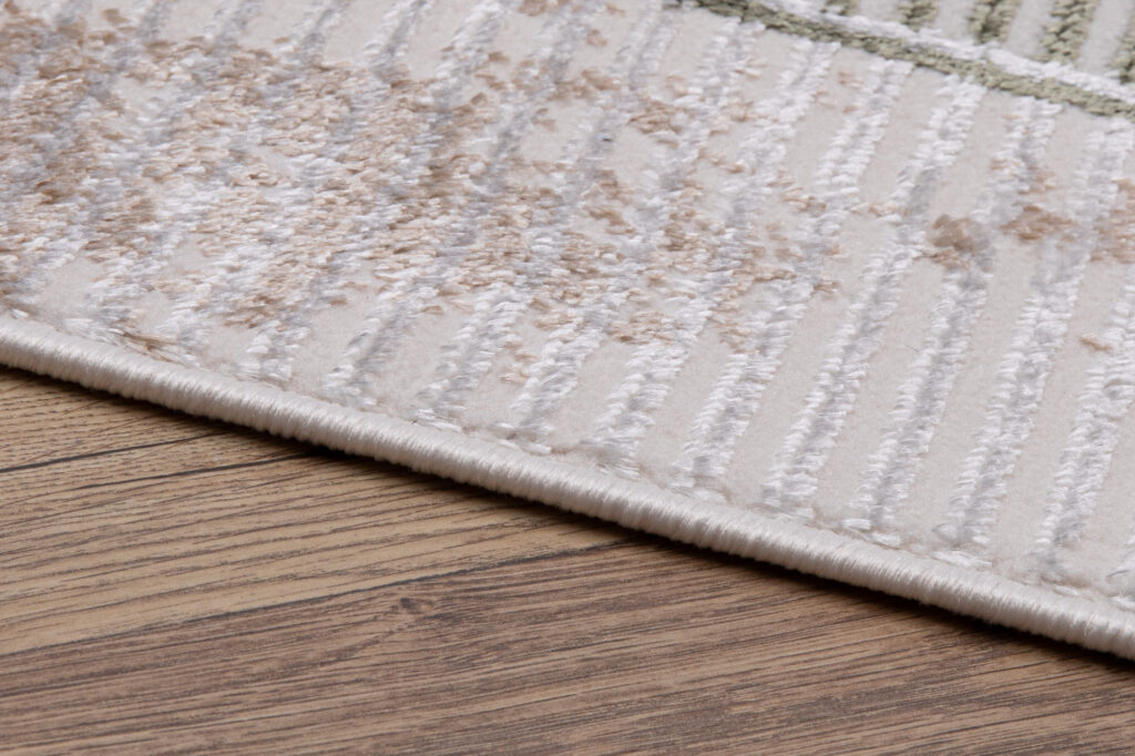 Vloerkleed Crystal Groen Beige Frame Gevlekt 3D Effect
