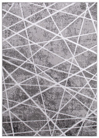 Vloerkleed Crystal Grijs Wit Geometrische lijnen 3D Effect
