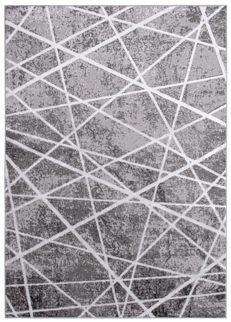 Vloerkleed Crystal Grijs Wit Geometrische lijnen 3D Effect