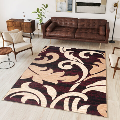 Vloerkleed Dream Rood Creme Ornamenten Bladeren