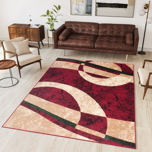 Vloerkleed Dream Rood Creme Groen Cirkels