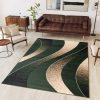 Vloerkleed Dream Modern Donkergroen Beige Golven