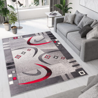 Vloerkleed Dream Modern Grijs Rood Halvemaan