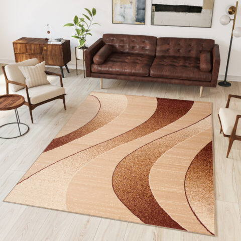 Vloerkleed Dream Modern Lichtbruin Beige Golven