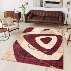 Vloerkleed Dream Geometrisch Creme Rood Driehoeken