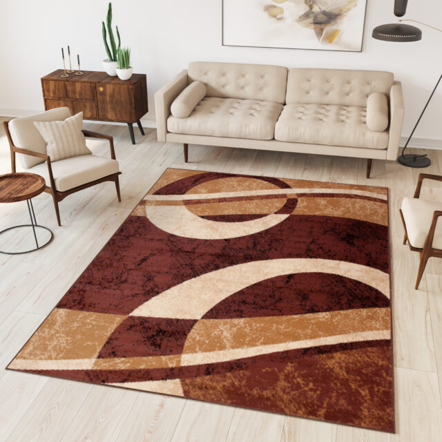 Vloerkleed Dream Geometrisch Bruin Beige Cirkels