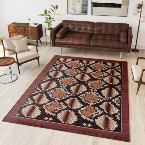 Vloerkleed Dream Bruin Zwart Dierenprint Slang