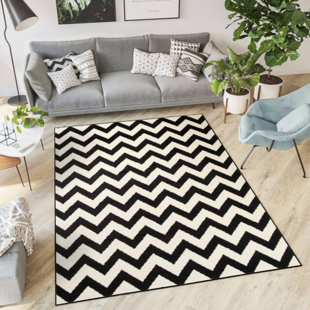 Vloerkleed Dream Zwart Creme Geometrisch Zigzag