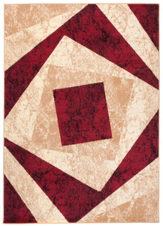 Vloerkleed Dream Geometrisch Creme Rood Vierkanten