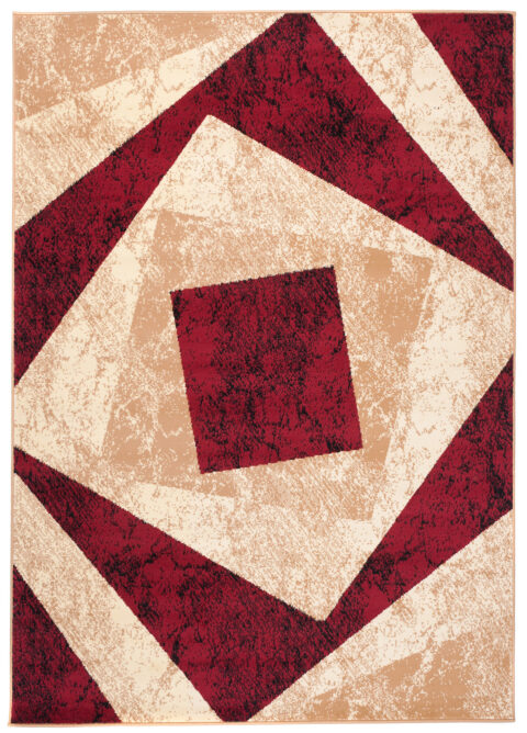 Vloerkleed Dream Geometrisch Creme Rood Vierkanten