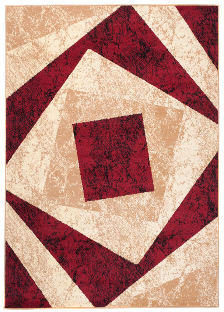 Vloerkleed Dream Geometrisch Creme Rood Vierkanten