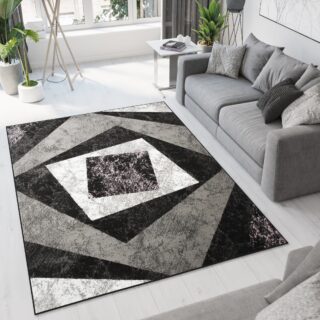 Vloerkleed Dream Geometrisch Grijs Roze Vierkanten